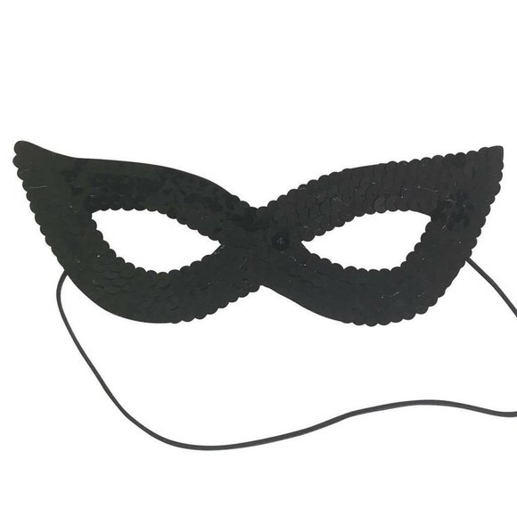 Diona J Noir Sparkle Bling Sequin Eye Costume Masque Chat Halloween Accessories - Picture 1 of 5
